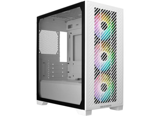 Cooler Master Elite 301 (White) Micro-ATX ARGB Mini Tower Gaming Case – Tempered Glass, Mesh Panel, 3x 120mm ARGB Fans, USB Type-C